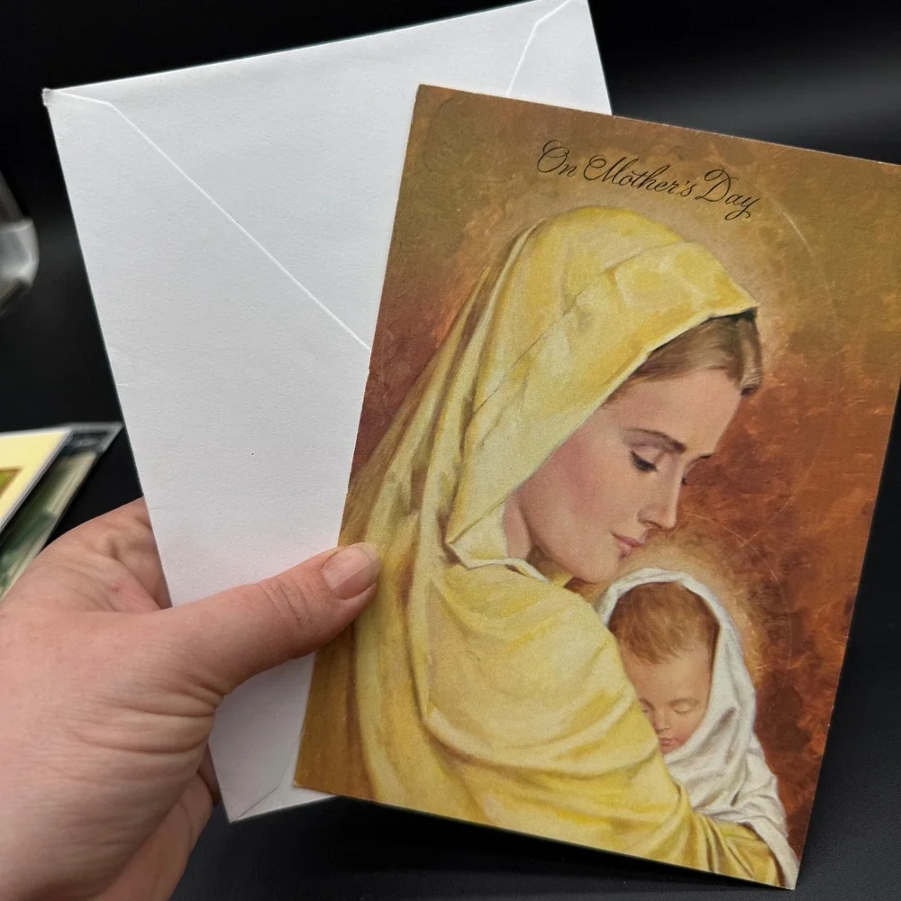 Vintage 1981 Mother's Day Card Virgin Mary & Baby Jesus‎ Religious Unused NOS